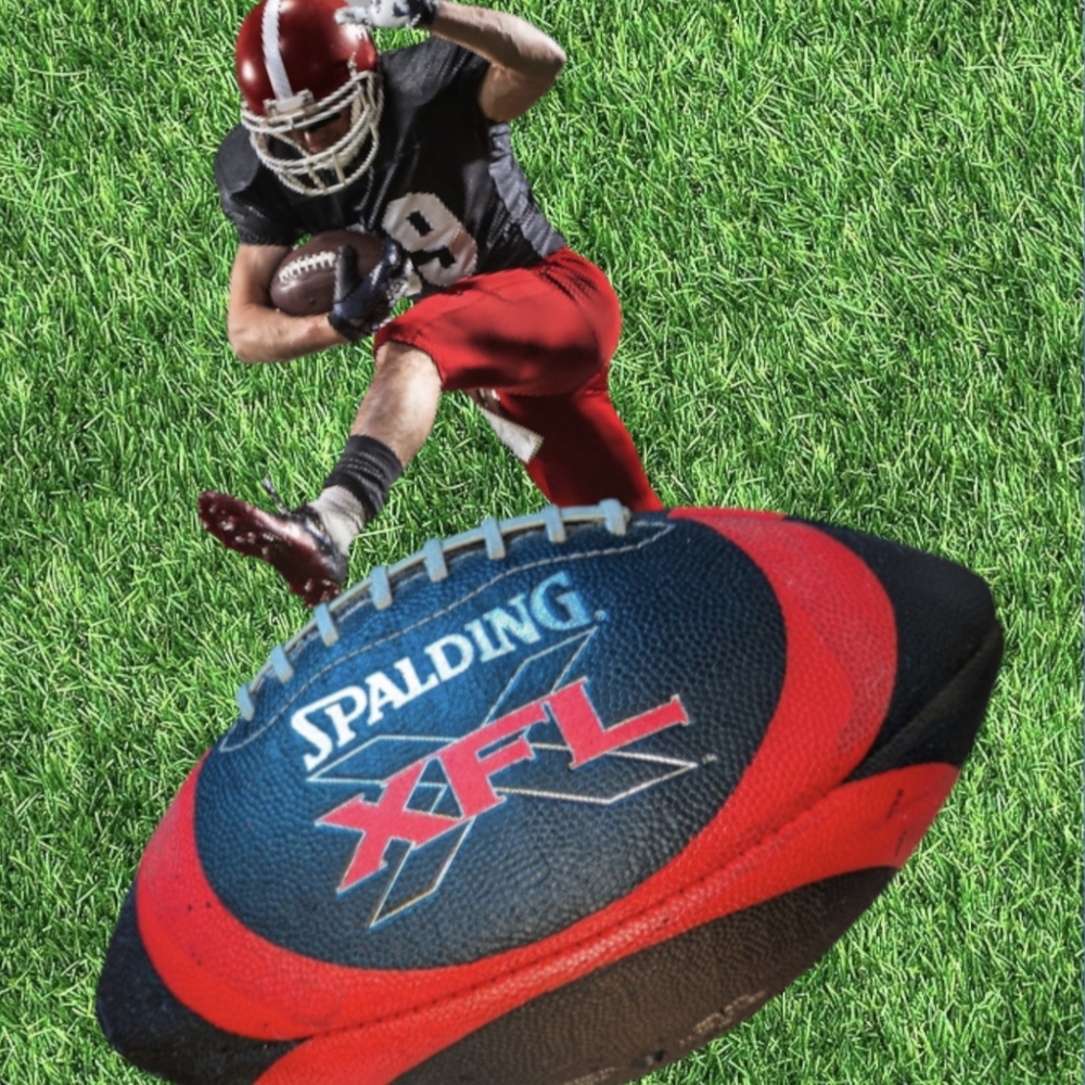 Spalding XFL Football - Vibrant Red and Deep Blue